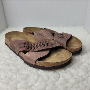 Birkenstock Papillio Daytona Womens Slip  Sz 10 Brown Leather Crossover Strap
